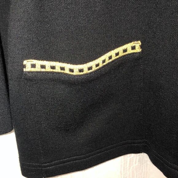 Vintage MP Black Gold Light Knit Collared Button Front Cardigan Jacket - Picture 7 of 14